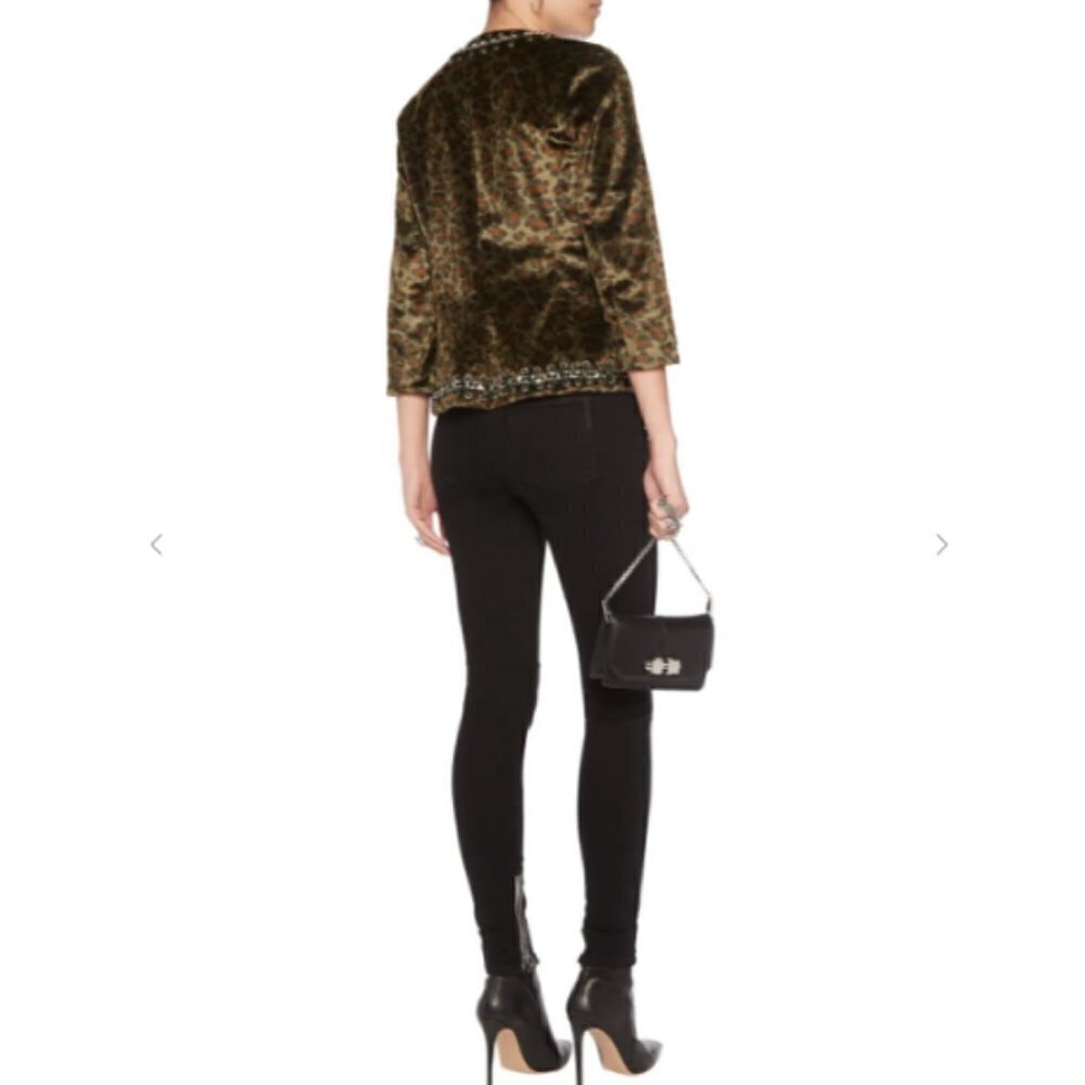L'Agence Leopard Print Faux-Fur Chain Trim Jacket - Picture 6 of 6